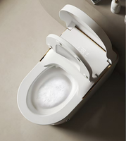 WC intelligent haut de gamme, blanc et or, avec télécommande, capteur de pied automatique, chasse d'eau double, monobloc, de luxe