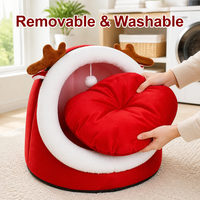 Lit pour chat et chien semi-fermé moderne et classique, personnalisable, chaud, amovible, lavable, toutes saisons, motif animal, taille XL, idéal pour le dropshipping