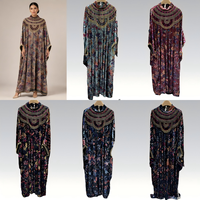 Robe longue musulmane élégante et modeste, caftan de luxe brodé et perlé, avec manches cape dorées en forme de goutte d'eau, pour le Moyen-Orient, vente en gros, Aïd