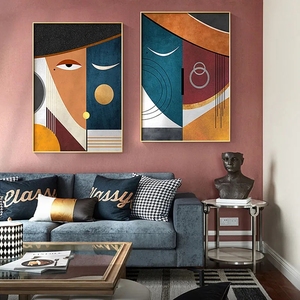 Figure moderne abstraite géométrique Art <span class=keywords><strong>contemporain</strong></span> affiche impression visages mur image toile <span class=keywords><strong>peinture</strong></span> pour salon décoration de la maison - Product Image 3