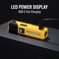 Lampe de travail LED rechargeable COB avec base magnétique, détecteur de mouvement, affichage numérique, lampe de réparation, torche portable USB C