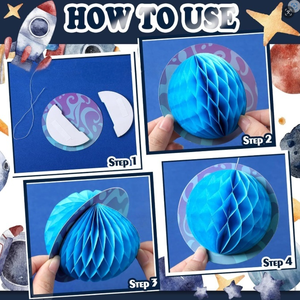 Decoraciones de Papel con Temática Espacial DAMAI, Globos de Panal con Forma de Astronauta y Cohete para Fiestas de Cumpleaños, Uso en Interiores, Reutilizables para Niños - Product Image 4