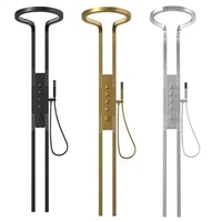 Panneau de douche mural LUSA LSL5011 en acier inoxydable avec jet pluie, thermostatique, barre coulissante à poignée unique, bronze, pour usage hôtelier, garantie 5 ans