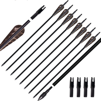 Flèches en carbone de tir à l'arc traditionnel Pinals 30 en 300 340 400 500 600 colonne vertébrale Nature turquie plume composé arc recourbé Longbow