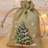 Sac en toile de jute de couleur claire avec cordon de serrage, emballage pour bijoux, petit sac cadeau, emballage cadeau de Noël