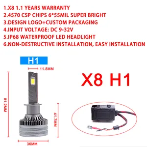 X8 200W H4 H7 H1 LED Headlight 3copper Tubes H1 H3 H4 H7 H8 H9 H11 H13 H16 5202 9004 9005 9006 9007 9012 Car LED Headlights