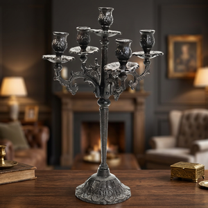 Candelabro Metálico de 5 Brazos de Alta Calidad para Eventos de Cumpleaños, Duradero, Hecho a Mano, para Uso en Mesa, Color Negro - Product Image 2
