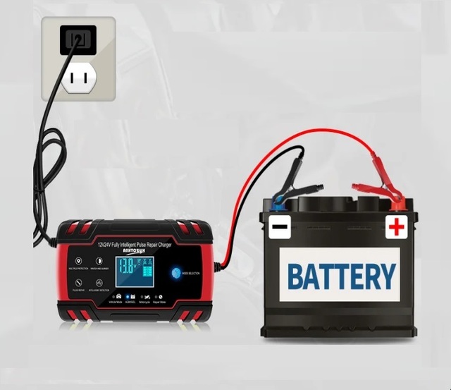 Hot Sale Portable Intelligent Digital Motorcycle Acid-Lead Battery Charger 12V 24V 8A Power Accessories for Repair