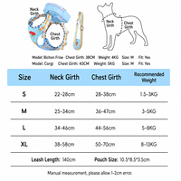 Harnais et laisse respirants pour chien avec sac de rangement amovible, anneaux en D avant et arrière pour chiens de petite et moyenne taille