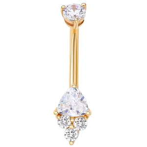 Anneaux de nombril <span class=keywords><strong>en</strong></span> <span class=keywords><strong>or</strong></span> <span class=keywords><strong>blanc</strong></span> 14 carats massif Eternal, à filetage interne, bijoux de <span class=keywords><strong>piercing</strong></span> corporel pour mariage, vente <span class=keywords><strong>en</strong></span> gros - Product Image 2