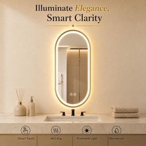 Specchio da Bagno LED Smart Touch della Collezione Hotel, Design Moderno, IP44, Vetro Flottante, Anti-Ribaltamento, Retroilluminato - Product Image 2