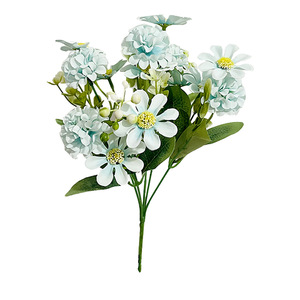 Bouquet de chrysanthèmes artificiels 32 cm, fleurs en soie, décoration de mariage en extérieur, bleu, violet, champagne, rose, blanc, arrangement de marguerites - Product Image 5