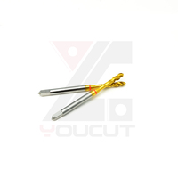 Tap Spiral Flute HSSE Standar DIN M4*0.70 dengan Lapisan TiN, Alat Pembuat Ulir CNC Tangan Kanan untuk Bahan Keras Lubang Tertutup