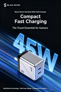 Chargeur GaN multi-ports Black Shark 45W haute puissance, chargeur rapide Type-C, compatible avec 30W, PD 20W pour iPhone 17, Xiaomi, Huawei - Product Image 4
