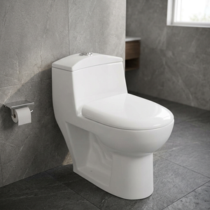WC monobloc en céramique colorée, à poser au sol, avec siphon en S, pour salle de bain, sanitaires - Product Image 6