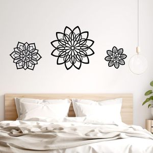 Zzbakress 3-delige metalen bloemenwanddecoratie-zwart elegant boerderijontwerp voor badkamer, woonkamer, tuin en kantoor - Product Image 5