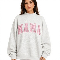 Sweat-shirt à col montant pour femme en tricot léopard avec logo brodé personnalisé, longueur allongée, tenue décontractée pour l'hiver, le printemps et l'automne