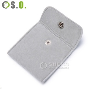 Emballage avec logo personnalisé Petit sac en velours pendentif en tissu suédé Pochette à bijoux écologique - Product Image 6