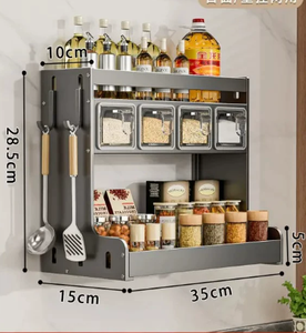 PLUS DE DESIGN Panier multifonctionnel en bois à double couche Panier fonctionnel Rangement de cuisine de luxe - Product Image 4