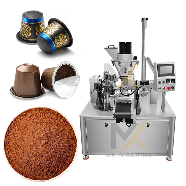 Automatic Rotary Coffee Powder Aluminum K Cup Nespresso Coffee Capsules Filling and Sealing Machine