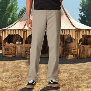 Pantalon Pirate Brandour pour Hommes, Costume de Cosplay Renaissance Médiéval Gothique, Lin/Coton, Coupe Droite, Grande Taille 3XL - Product Image 2
