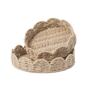 Handmade Woven Paper Rope <b>Storage</b> <b>Basket</b> Round Minimalist Desk Organizer For Home Decor XH24-434 Set - Product Image 4