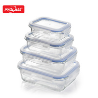 Pyglass Moderne Mikrowellen-Glas-Bento-Box Hitzebeständiger Lebensmittel-Aufbewahrungsbehälter mit Unterteiltem Design für Küchenaufbewahrung