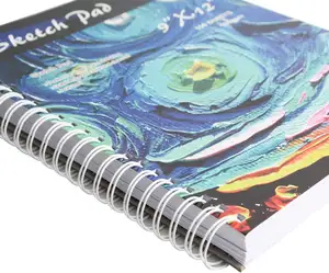 Custom 9 x 12 inches Sketch Book, Top Spiral Bound Sketch Pad, Sketch Notebook for Kids Adults Beginners Artists