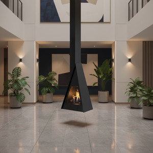 Cheminée suspendue de luxe sur mesure en <span class=keywords><strong>bois</strong></span>, <span class=keywords><strong>poêle</strong></span> design suspendu pour villa, maison d'hôtes, salon - Product Image 6