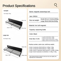 Étagère magnétique latérale pour réfrigérateur - Organisateur d'épices en fer sans perçage, étagère de rangement murale pour la cuisine et le bureau