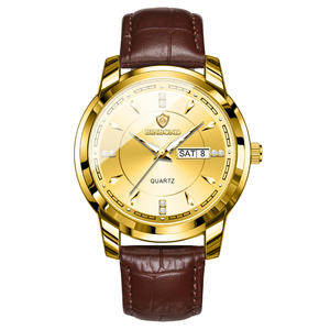 Montre à quartz pour homme Binbond B8879, étanche, avec bracelet en cuir véritable, montre-bracelet décontractée et élégante pour homme - Product Image 1
