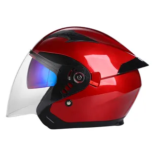 Helm Sepeda Motor Retro Dewasa, Helm Setengah Sepeda Motor dengan Lensa Ganda 2021
