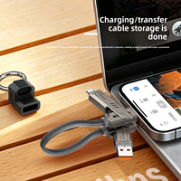 Kabel Gantungan Kunci 4-in-1 Berbahan Nilon Kepang 240W Pengisian Daya Cepat 10.5CM Kabel Data Daya Pendek Portabel Dapat Disesuaikan