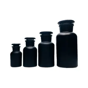 Botellas de reactivo de Medicina de vidrio con tapa de vidrio personalizadas, color negro mate, 30ml, 60ml, 125ml, 250ml, 1L