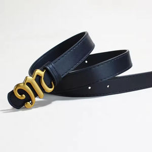 Lady Vintage siyah deri kemer şık altın Metal alaşım toka ile yüksek kaliteli aksesuar - Product Image 4