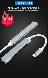 Hub USB 2.0 USB 3.0 Type C <span class=keywords><strong>4</strong></span> en 1, adaptateur multi-splitter <span class=keywords><strong>4</strong></span> ports haute vitesse OTG, aluminium externe - Product Image 3