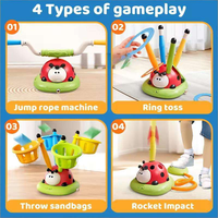 Ensemble de jeu de divertissement sportif 4 en 1 : Machine RC Coccinelle, Lanceur de fusées et Jeu de lancer d'anneaux, Jouets de sport d'extérieur