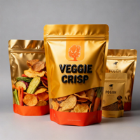 Sac refermable en plastique laminé mylar sachets alimentaires emballage personnalisé imprimé conçu zip-lock croustilles végétariennes pochette debout