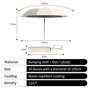 Funda para Sombrilla Plegable Grande, Reforzada y Engrosada, con 10 Varillas Dobles y Clip de Anillo - Product Image 5