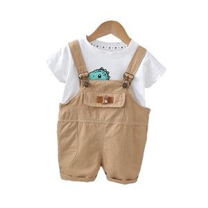 새로운 아동 여름 남아 의류 세련된 아기 반팔 오버올 2종 세트 - Product Image 1