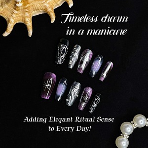 Uñas Postizas Adhesivas de Venta Caliente, con Diseño Degradado Plateado Brillante y Rayas, Removibles y Reutilizables - Product Image 3