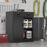 Armoire de rangement en acier 36 po H avec serrure à clé, 2 tiroirs, étagère réglable, durable, pour bureau commercial, salle de sport, maison - Noir