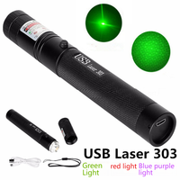 Stylo pointeur laser zoomable en aluminium Rs 303 avec faisceau LED vert longue portée, rechargeable par USB, indice de protection IP65, idéal pour le camping et les présentations