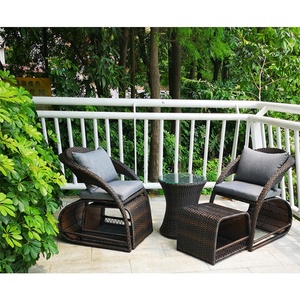 Luxury Saving Place Coffee Table Sets Leisure Modern <b>Round</b> Rattan Dining Tables And 4 <b>Chairs</b> Set - Product Image 5