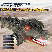Voiture télécommandée de simulation de crocodile cool avec pulvérisation d'eau, lumière, jouet animal télécommandé pour enfants, queue de crocodile flexible