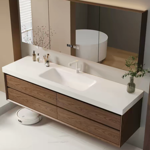 <span class=keywords><strong>Meuble</strong></span>-lavabo mural Guanda en <span class=keywords><strong>bois</strong></span> <span class=keywords><strong>massif</strong></span> vintage sur mesure, 70-200 <span class=keywords><strong>cm</strong></span>, en noyer, durable et facile à nettoyer, vente en gros - Product Image 3
