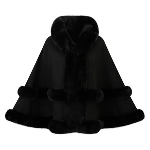 Châle en fausse fourrure pour femme, long poncho uni sans manches avec bordure en peluche, châle chaud d'hiver pour le bureau, les sorties nocturnes et les voyages - Product Image 4
