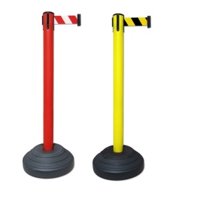 Water Sand Fillable Custom Red/Yellow Water Injection Retractable Belt Barrier Plastic <b>Post</b> Crowd Control Stanchion - Product Image 2