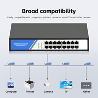 Switch Tshield de 16 Puertos Fast Ethernet Full-Duplex/Half-Duplex No Administrado, 10/100Mbps, 3.2Gbps, RJ45, Plug and Play para Redes