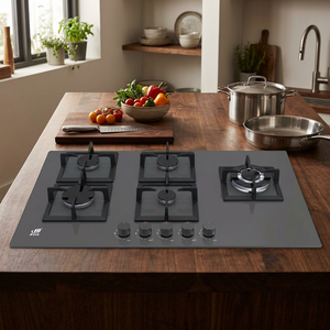 Table de cuisson à gaz encastrable 5 brûleurs en verre trempé avec allumage électronique pour cuisine domestique - Product Image 1